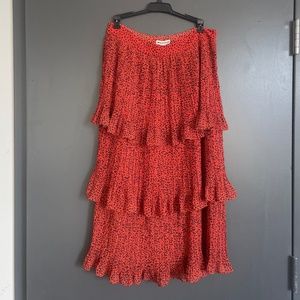 Whistles leopard print tiered midi skirt sz10